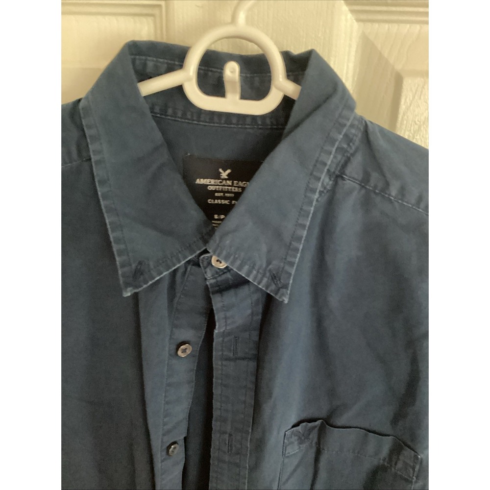 AMERICAN EAGLE BLUE DRESS SHIRT MENS CLASSIC FIT SMALL PETITE PREOWNED - Picture 2 of 9